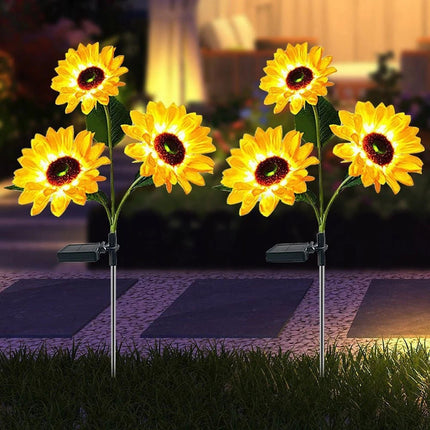 2x Solar Power Garden Stake Lights Sunflower LED Flower lawn Decor Lamp Outdoor