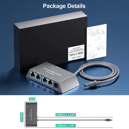 Starlink Ethernet Adapter for Starlink Mini Gen 3 Dish to Router and 4 RJ45 Port