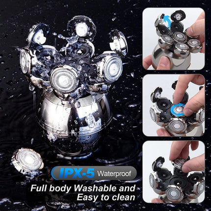 7D Electric Razor Shaver Waterproof Cordless Trimmer Bald Head USB Rechargeable