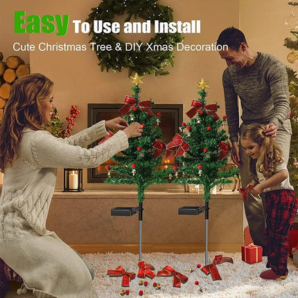 2X Solar Christmas Tree Lights LED Stake Lamp Garden Path Light Outdoor Decor