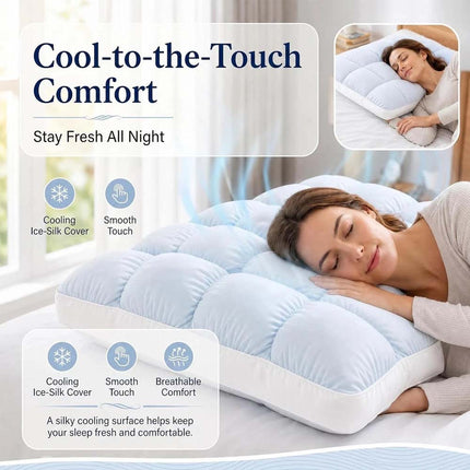 4 Color Puff Pillow Supportive Cloud Grid Breathable Soft Sleeping Cooling Puff Pillows