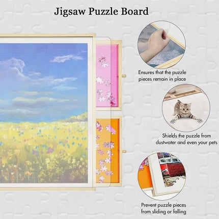 1500PCS Puzzle Table Tilting Adjustable Jigsaw Puzzle Board 4 Drawers 89x68cm