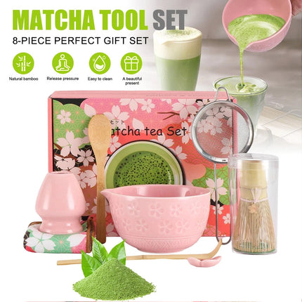 8PC with Spout Matcha Whisk Set Food Grade Japanese Chasen Stirring Perfect Gift