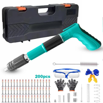 Manual Concrete Wall Nail Fixer Wall Mount Fastening Tool Kit with 200 Nails