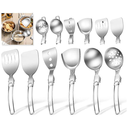 Camping Kitchen Utensil Set 6 PCS Compact Folding Cooking Spoon Spatula Colander