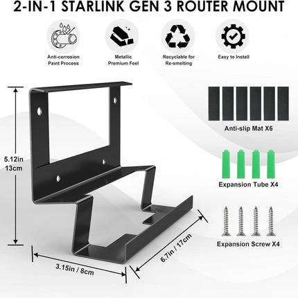 Gen 3 Router Metal Mount for Starlink 2-in-1 Protective Wall Mount for V3 Router