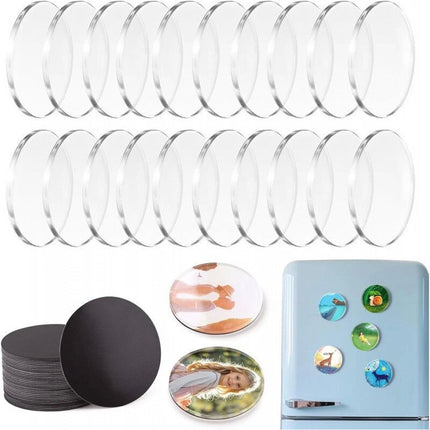 20PCS Round 5 x 5CM DIY Acrylic Photo Display Craft Set, Clear Picture Holder Making Kit