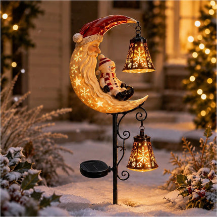 Solar Christmas Santa Snowman Stake Lights Waterproof Outdoor Garden Decor