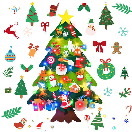 Felt Christmas Tree Set DIY with 32pcs Removable Ornaments Xmas Hand Craft Decor
