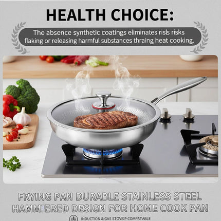 Frying Pan Scratch-Resistant Non Stick Cookware Titanium Hammered Induction