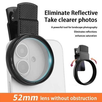 52mm Clip On CPL Filter Phone Circular Polarizing Lens with Storage Case