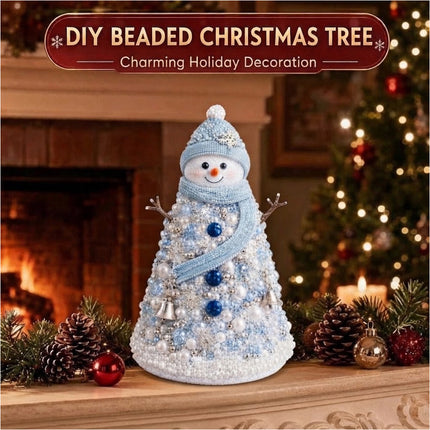 Handmade DIY Beaded Snowman Material Pack Festive Tabletop Decor
