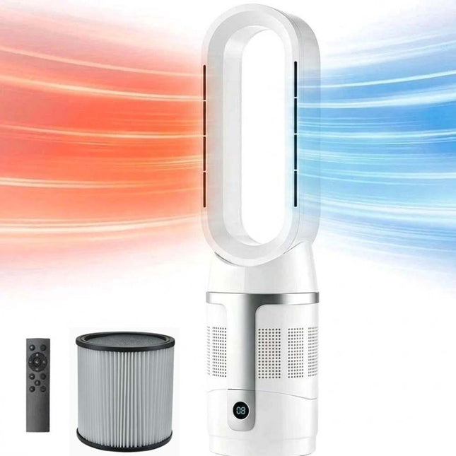 Bladeless Tower Fan 3In1 CoolHot Purifier Remote Control Space Heater Airflow Purification