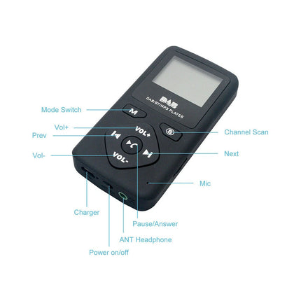 Pocket DAB/DAB+Digital Radio With Bluetooth and MP3 Player Earphone FM Redio Kit