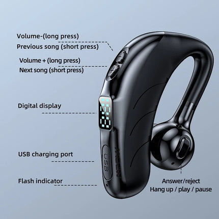 Trucker Handsfree Wireless Earpiece Bluetooth 5.2 Single Earphone Earbud Headset