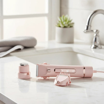 Electric Bikini Trimmer for Women Dual Head Body Groomer USB Rechargeable Pink