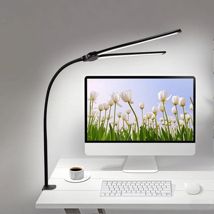 LED Desk Lamp with Clamp Extra Width Double Head Desk Lamp for Home Office