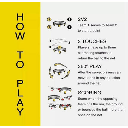 Outdoor Team Roundnet Game Set Beach Ball Games with Carrying Bag 3Balls Durable