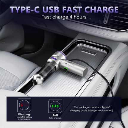 Hand Held Car Vacuum Cordless 15000PA Rechargeable High Power Cordless 80,000RPM