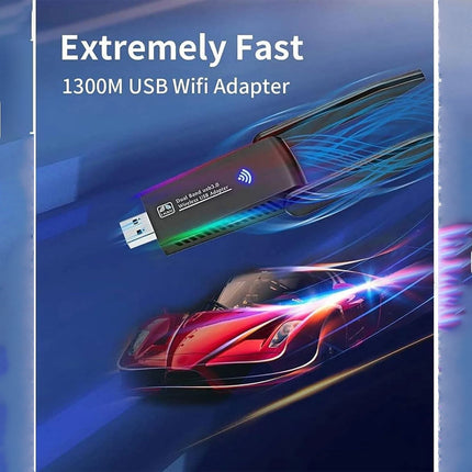 1300Mbps USB 3.0 WiFi &amp; Bluetooth Adapter, 5GHz Dual Band Network Dongle Receiver