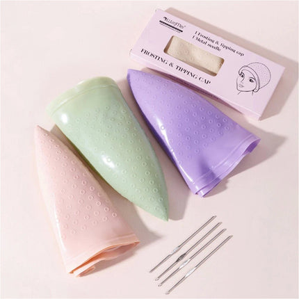 Hair Cap Reusable Highlighting Tinting Streaking Silicone Hat Hairdressin