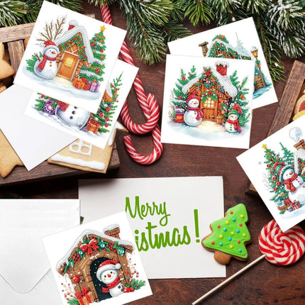 6PCS DIY Diamond Painting Greeting Cards Crystal Art DIY Christmas Greeting Card     (Type03)