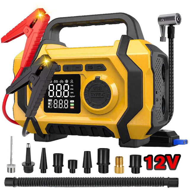 9000A Car Jump Starter Power Bank With Air Compressor Battery Booster 5 in 1 HOT