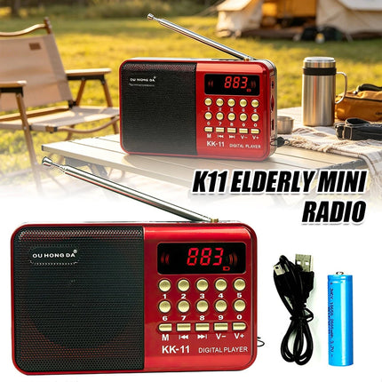 Rechargeable Mini FM Radio MP3 Player USB TF SD Card Portable Speaker Red