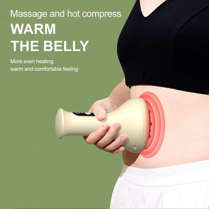 USB Rechargeable Handheld Abdominal Massager with Adjustable Guasha Cupping