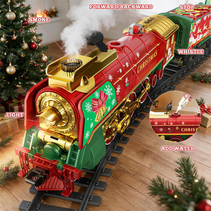 Christmas Electric Train Toy Mini Set Xmas Tree Train Track Rail Car Gifts