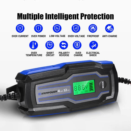 Smart Battery Charger Trickle 4A 6V/12V Automatic SLA AGM Car Truck Motorcycle