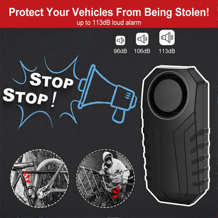 Vibration Sensing Alarm Kit for Bicycle Motorcycle with Remote Controller 113dB Sound
