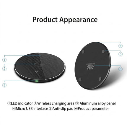 Wireless Charger 15W Fast Charging Pad For iPhone Samsung Android