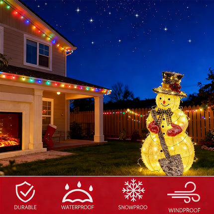 120cm Solar Powered Christmas Decoration Lights Snowman Metal Frame LED Light