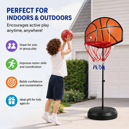 2 in 1 Kids Basketball Hoop & Archery Set Adjustable Height Indoor Outdoor Toy