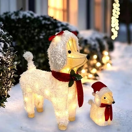 Christmas Lights 60 LEDs Fairy Light 2pcs Dog Decorations Set Xmas Party Home