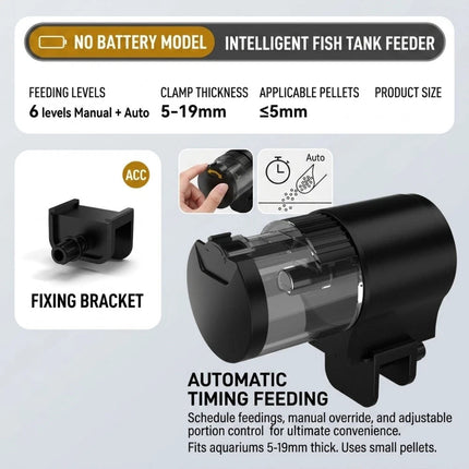 Automatic Fish Feeder 100ML Capacity Battery Operated for Aquarium Fish Tank