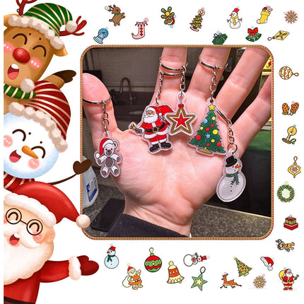 18 Sheets Christmas Pre-Printed Shrink Film Kit for DIY Ornaments, Keychains