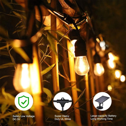 LED Festoon Light Solar String Light Waterproof Wedding Party Outdoor Bulb Decor