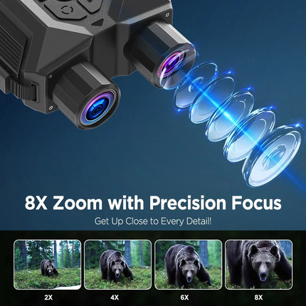 8X Zoom Digital Binoculars 4K Infrared Video Recording Night Vision Goggles AUU