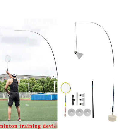 Selfstudy Badminton Trainer Set Telescopic Rod Rebound Training Practice Tool H