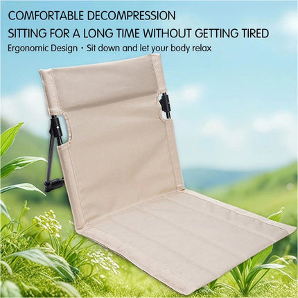 Portable Folding Chair Beach Mat Ultra Light Fishing Pool Garden Lounge Beige