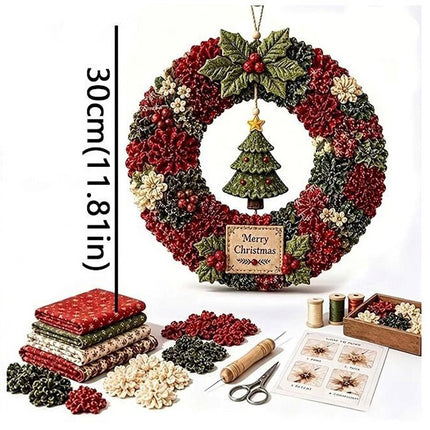 Handmade 3D Fabric Poke Wreath DIY Kit Christmas Wreath Making Set Craft Gift