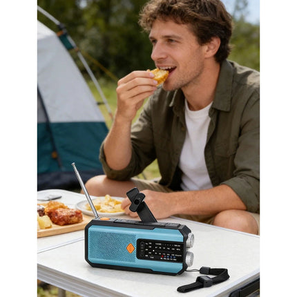 Hand Crank Dynamo Wind Up Solar Portable AM FM Radio USB Charger Light Torch