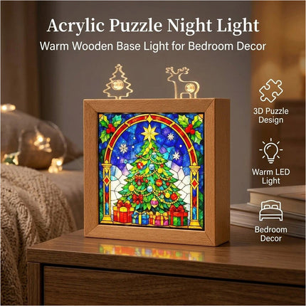 DIY Acrylic Puzzle Night Light, Christmas Stocking Treasure Puzzle Lamp