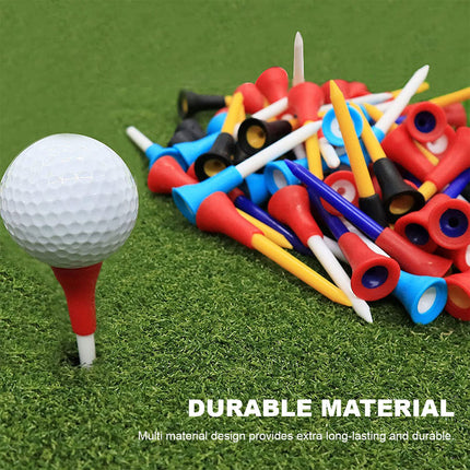 200pcs 83mm Golf Tees Multi Color Plastic With Rubber
