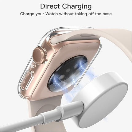 Case with Screen Protector for Apple Watch SE 3/2/1 (2025/2022/2020) / Series 6 5 4 44mm Built-in Tempered Glass 2 Pack Clear