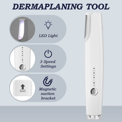 Women Electric Dermaplane Razor 3-Speed Rechargeable Facial Hair Peach Fuzz Remo