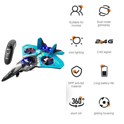 RC Airplane 2.4Ghz Remote Control Plane RC Jet Fighter Stunt Airplane Toy Gift Blue