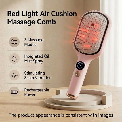 Electric Misting Air Cushion Hair Brush Steam Styling Tool Scalp Massage Comb Pink